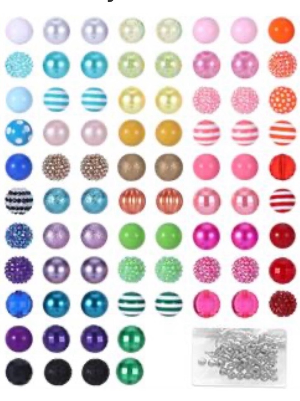 100 Pcs 20mm Focal Beads for Pen Making Mixed Crystal Resin Beads NWOT